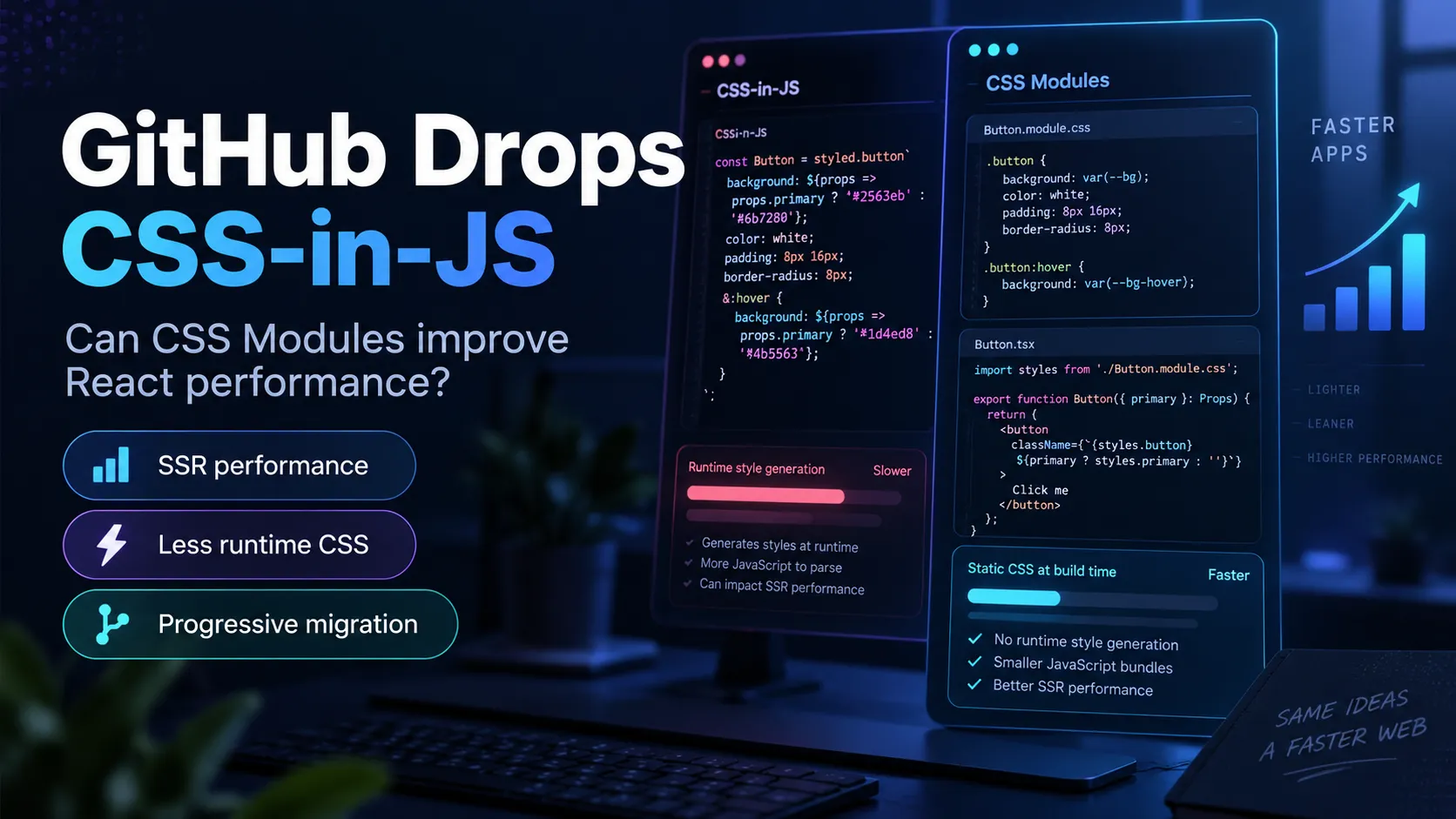 github css modules react performance